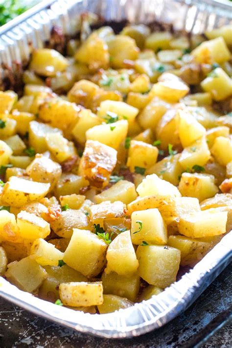 Grill, covered, until tender, about 1 hour, 30 minutes, flipping and rotating the potatoes halfway through grilling. These Cheesy Potatoes on the Grill with Bacon are diced ...