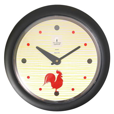 Chicago Lighthouse Morning Rooster 14 Inch Decorative Wall Clock