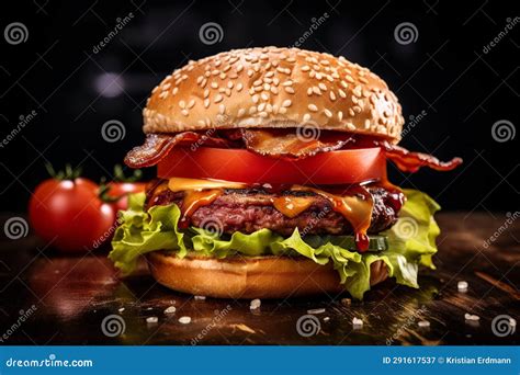 Savoring Perfection: a Gastronomic Delight of a Gourmet Burger Stock