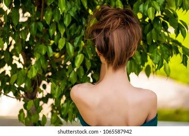 Beautiful Nude Female Shoulders Summer Outdoors Stock Photo