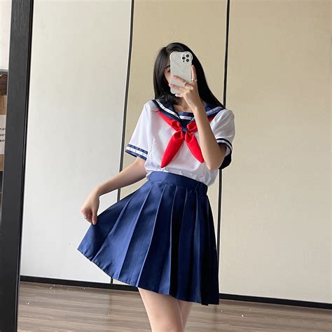 Navy Blue Jk Dress Japanese Sailor Uniform School Students Skirt