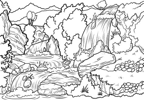 Waterfall Stream Coloring Pages Coloring Pages