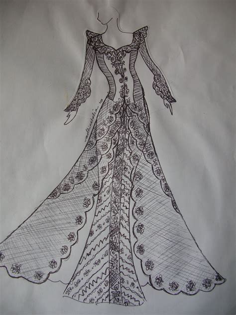 Desain Batik Modern Kebaya Sketsa Pesta Gaun Payet Busana Pengantin