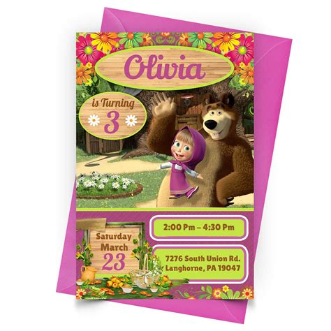 5 Masha And The Bear Invitation Free And Low Cost Templates