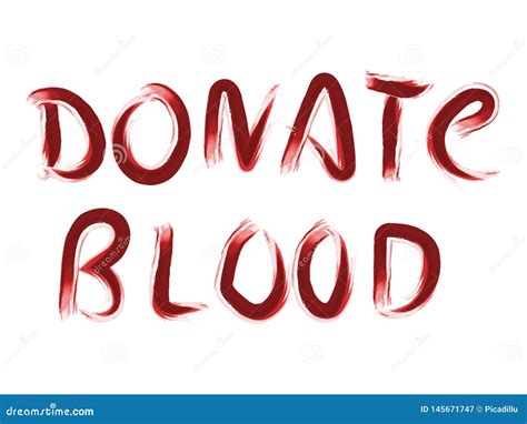 Donate Blood Slogan Painted With Blood Like Liquid Stock Vector