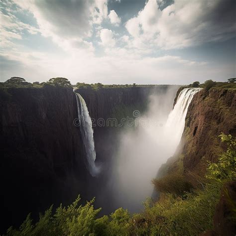 Victoria Falls Majestic African Waterfall And Scenery Stock