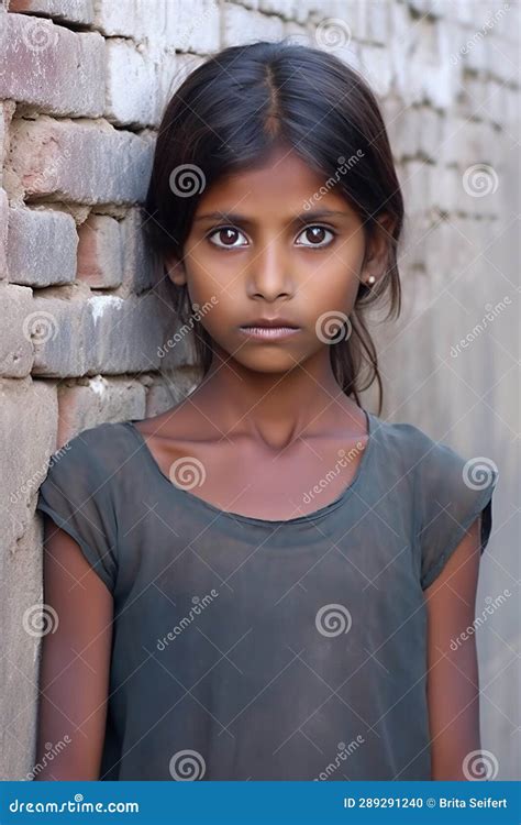 portrait of an indian slender skinny girl standing at a wall stock illustration illustration