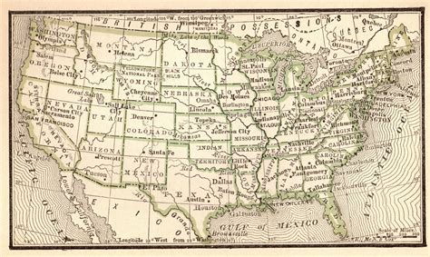 1888 Antique United States Map Vintage Usa Map Of The United States