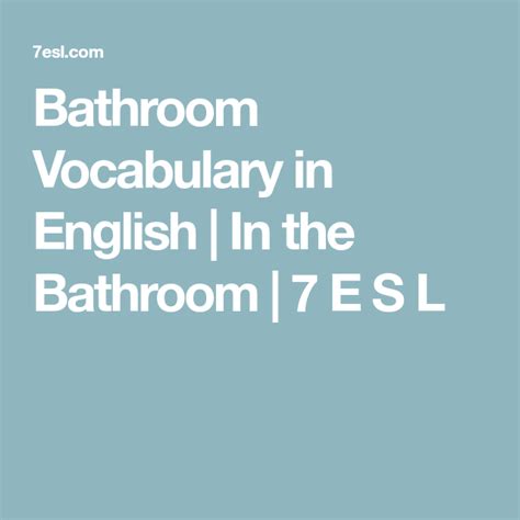 Bathroom Vocabulary Bathroom Accessories And Furniture