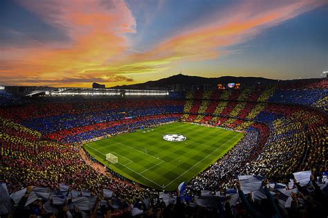 Hd Wallpaper Fc Barcelona Soccer Field Soccer Clubs Stadium Camp
