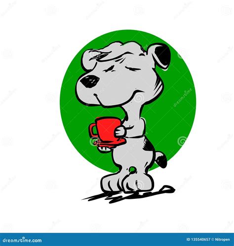 Dog Drinking Coffee Stock Illustration Illustration Of Breakfast