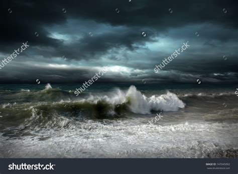 An Ocean Scene With Waves Crashing On The Shore And A Quote From Samuel