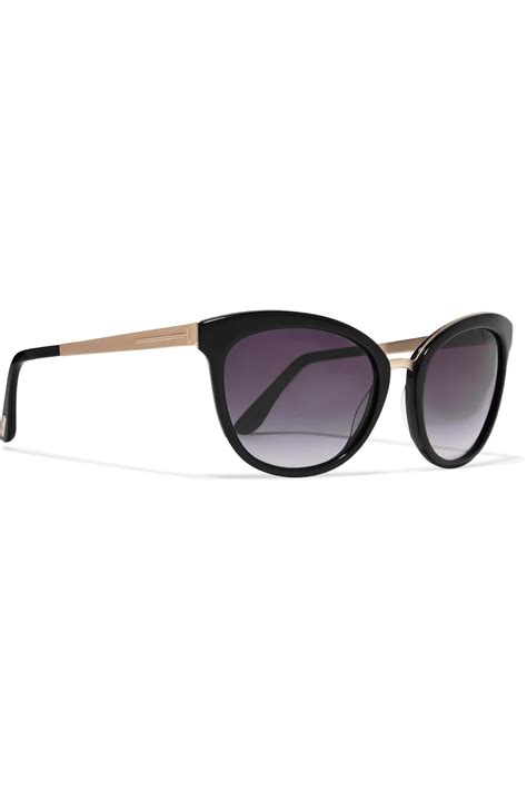 Tom Ford Cat Eye Acetate And Gold Tone Sunglasses In Black Lyst