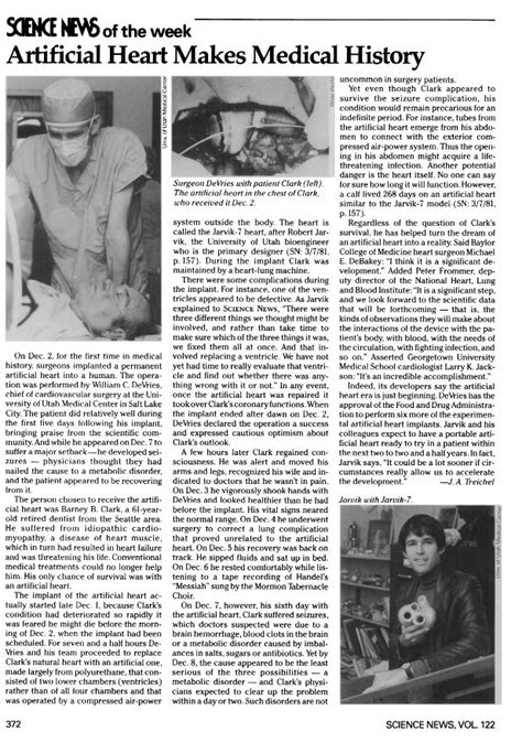 🌱 First Artificial Heart Transplant 1982 Dec 2 1982 Barney Clark