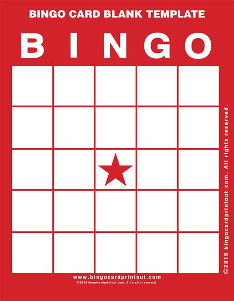 Bingo Card Blank Template
