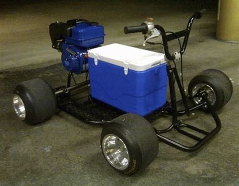 Homemade Go Kart With Cool Blue And White Cooler