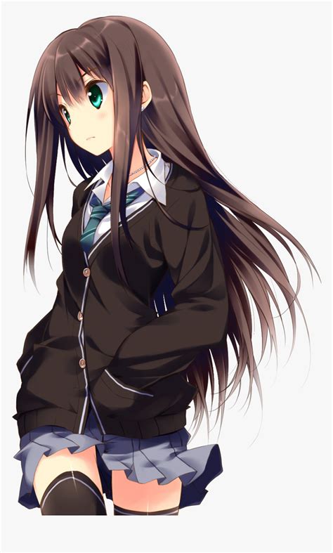 Anime Girl With Brown Hair And Blue Eyes Png Png Anime Girl Brown