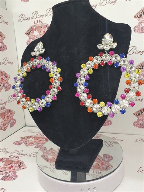 Drag Queen Jewellery Xl Multi Colour Hoop Earrings Etsy