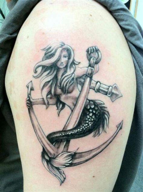 Mermaid And Anchor Tattoo Hai Tattoos Love Tattoos Beautiful Tattoos