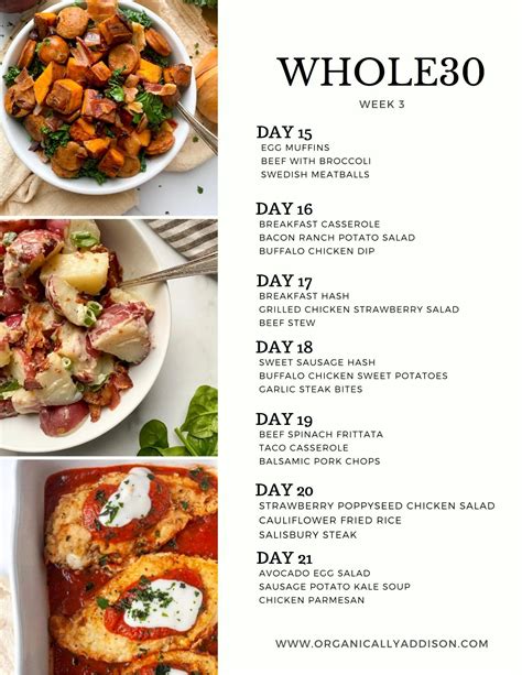 Whole30 Meal Plan Week 3 Organically Addison