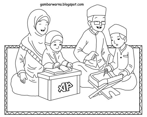 Kartu baca abjad dengan gambar menarik untuk anak sambil. Mewarnai Keluarga Muslim | Belajar Mewarnai Gambar
