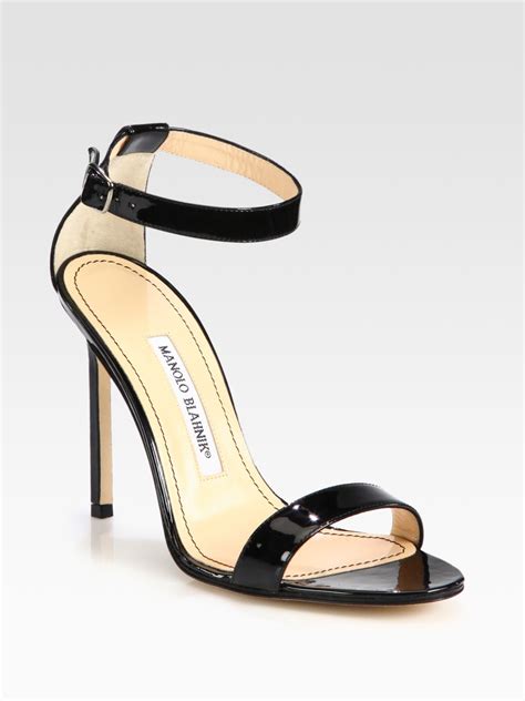Manolo Blahnik Leather Womens Chaos Ankle Strap Sandals In Black Lyst