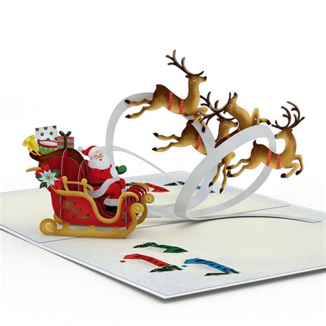 Santa Sleigh And Reindeer Pop Up Card Lovepop