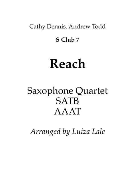 Reach Arr Luiza Lale Sheet Music S Club 7 Woodwind Ensemble