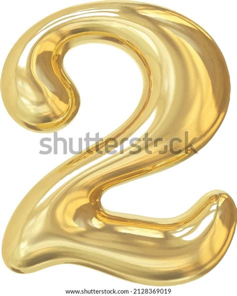 Number 2 Golden 3d Style Stock Vector Royalty Free 2128369019