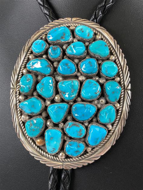 Lot Randy Hoskie Navajo Sterling Turquoise Bolo Tie
