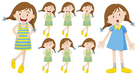 Girl With Different Emotions 294893 Vector Art At Vecteezy