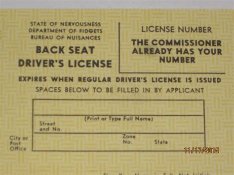 Back Seat Drivers License Gagjokenovelty Funny Fake Bad Drivers