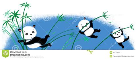 Jumping Panda On Bamboo Stock Illustration Illustration Of Blow 38717656