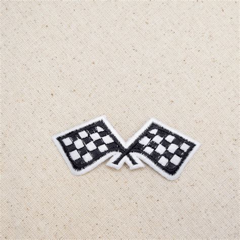 Small Checkered Race Flags Iron On Applique Embroidered Etsy