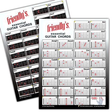 Buy Guitar Chord Chart ~the Most Common Chords Durable Laminated Low