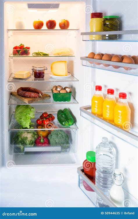 Open Fridge Filled With Food Stock Image Image Of Vegetables Opened