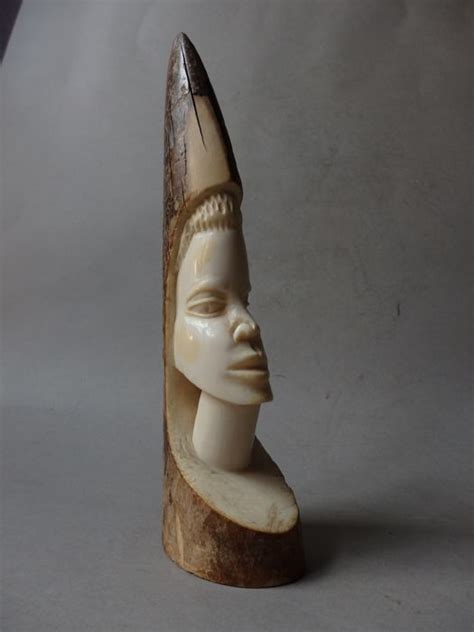 African Tusk In Antique Ivory With Bust Kasai Dr Catawiki