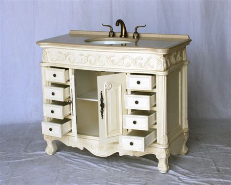 For large bathrooms, typical vanities range from 48 inches to 60 inches wide. 42" Adelina Antique Style Single Sink Bathroom Vanity in ...