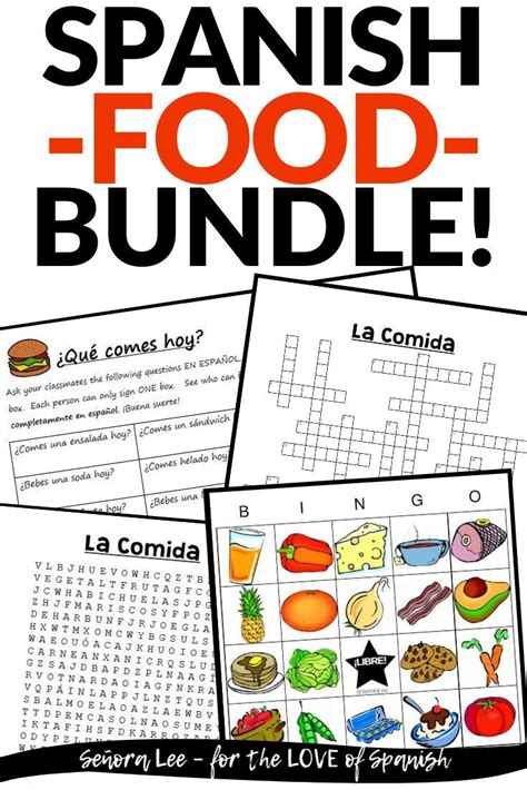 Spanish Food Vocabulary Unit La Comida Spanish Games And Activities