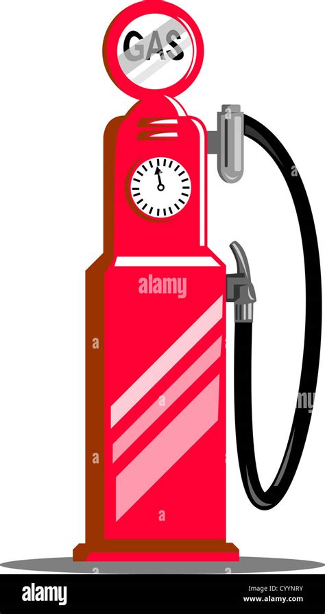 Illustration Of A Vintage Fuel Pump Nozzle Station Done In Retro Style