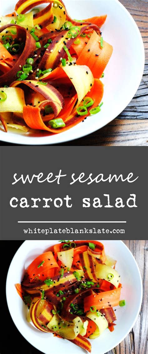 Sweet Sesame Carrot Salad White Plate Blank Slate Recipe Side