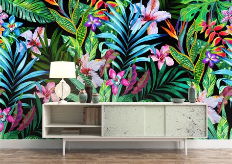 Tropical Plant Wallpaper Exotic Removable Peel And Stick Etsy Uk