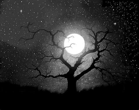 Night Moon Trees