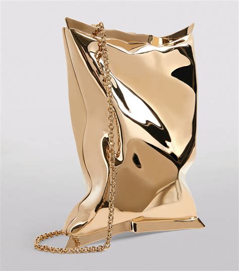 Anya Hindmarch Gold Metallic Crisp Packet Clutch Bag Harrods Uk