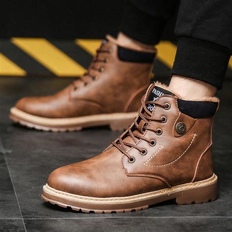 Men Boots 2018 New Fashion Motorcycle Ankle Winter Boots Men Lace Up