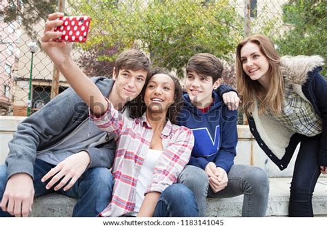 Group Diverse Teenagers Together Urban City Stock Photo 1183141045