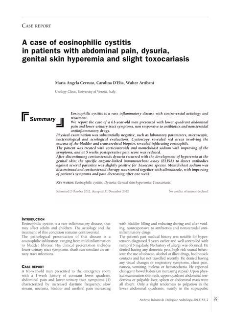 Pdf A Case Of Eosinophilic Cystitis In Patients With Abdominal Pain