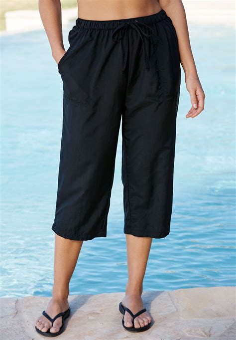 Taslon Capri Pants Plus Size Swim Bottoms Woman Within Swim Pants