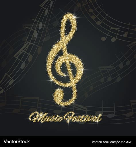 Abstract Background With Gold Music Notes Vector Image