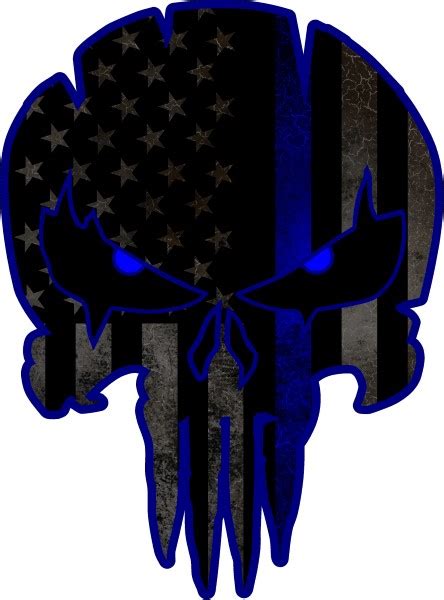 Thin Blue Line American Flag Punisher Decal Sticker 141